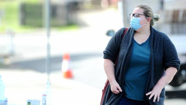 A resident turns up for a COVID-19 test in Bundamba.