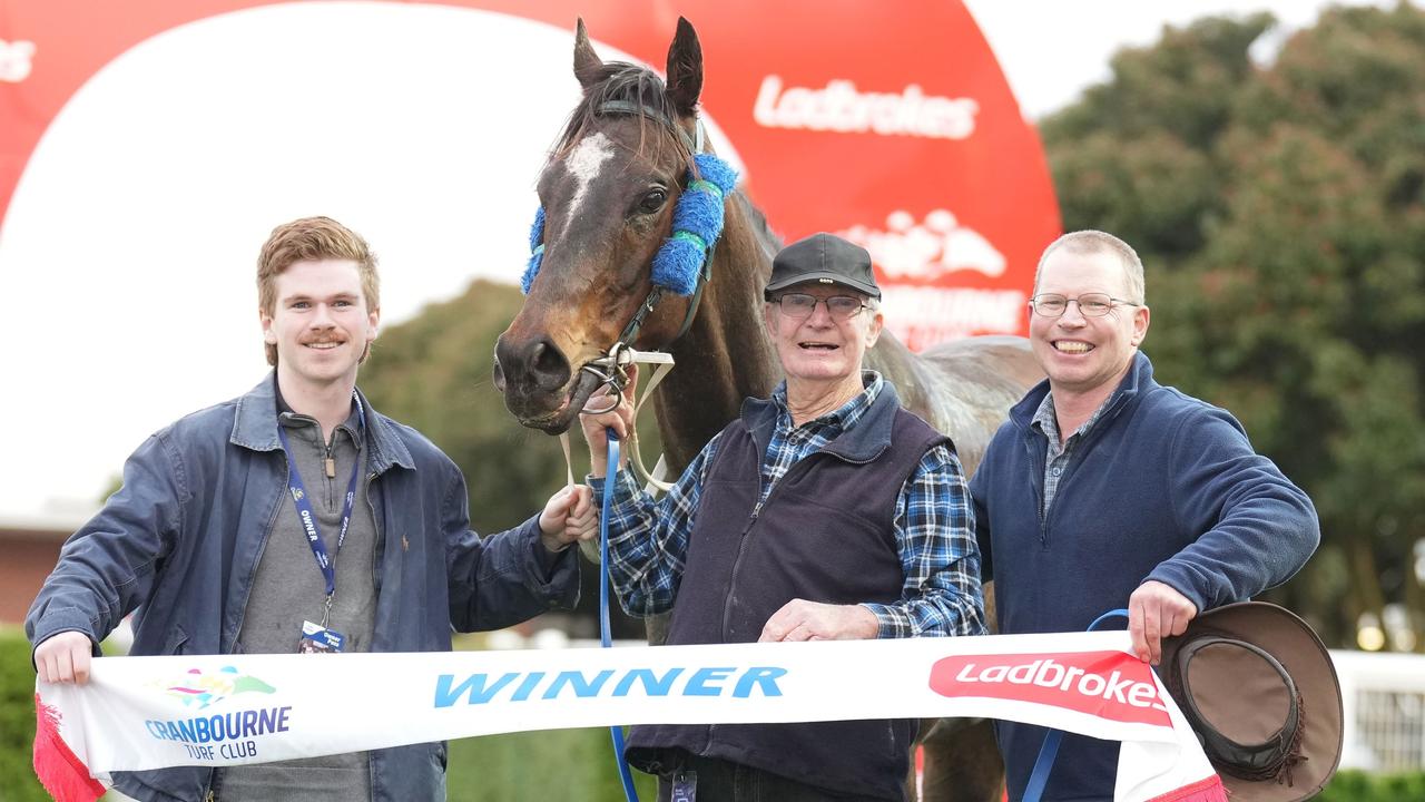 Darcy, John and Anthony Cosgriff with Fleet Dreams. Picture: Racing Photos via Getty Images