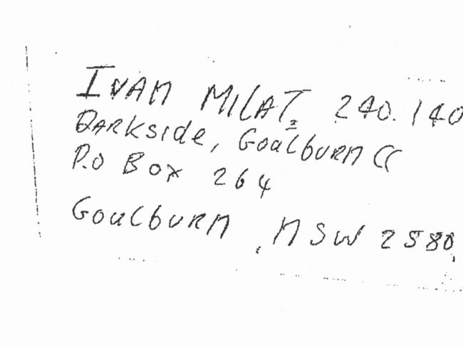 Handwritten letter from Ivan Milat in Goulburn Supermax Prison.