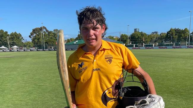 Charlie Aldridge after scoring his maiden century for Kingston Hawthorn in Country Week. Pic: Supplied