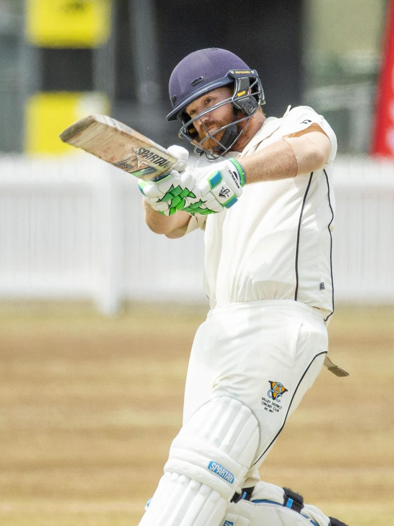 Andrew Gode tees off for Valley District in Queensland Premier Cricket.