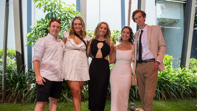 Jake McGlennon, Lillie Schacht, Lucy Graham, Ruby Preece and Liam Loader at the 2023 Darwin Derby day. Picture: Pema Tamang Pakhrin