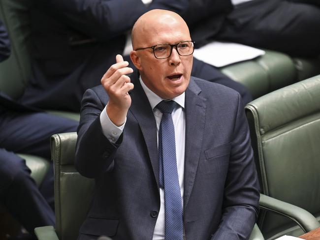 CANBERRA, AUSTRALIA, NewsWire Photos. FEBRUARY 8, 2024: Leader of the Opposition Peter Dutton during Question Time at Parliament House in Canberra. Picture: NCA NewsWire / Martin Ollman