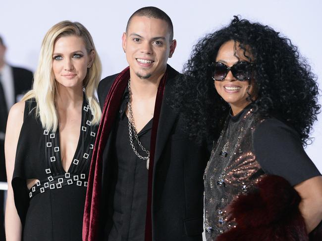 Mrs, Mr and Miss Ross ... Ashlee Simpson with Evan and Diana Ross, pictured a month before Ashlee and Evan’s wedding last year. Picture: Jason Merritt/Getty Images