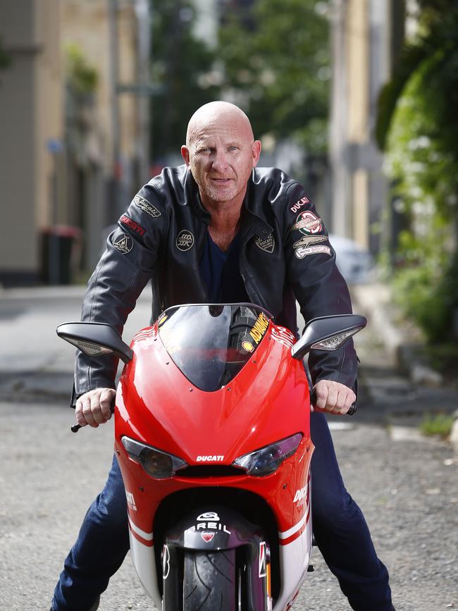 Chef Matt Moran with his Ducati motorbike .Picture: John Appleyard