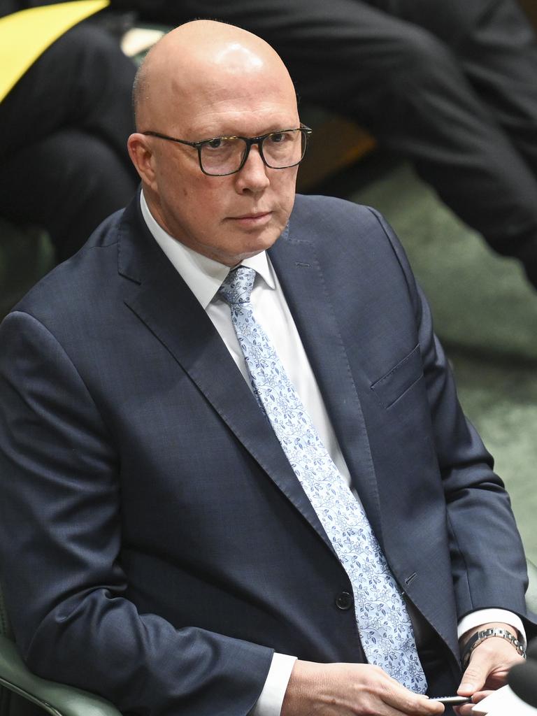 Opposition Leader Peter Dutton has attacked the government’s border security after four fishing boats were intercepted off WA. Picture: NewsWire / Martin Ollman