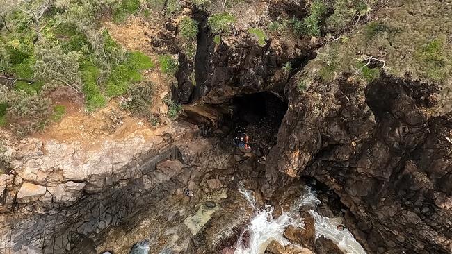 A tourist fell up to eight metres from a Noosa National Park cliffe face onto rocks on Tuesday, August 8. Photo: RACQ LifeFlight