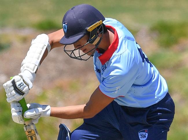 NSW Metro batter Ethan Jamieson during the grand final at Karen Rolton Oval 22 December, 2022, Cricket Australia U19 Male National Championships 2022-23.Picture: Cricket Australia.