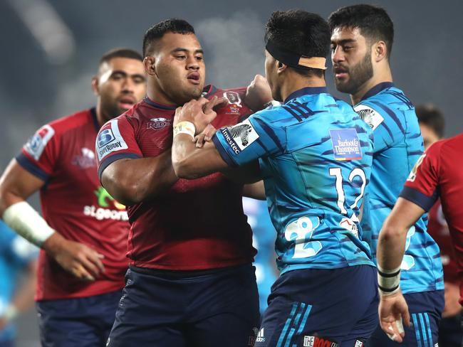 Tongan Thor takes umbridge with a Blues player. Picture: Getty