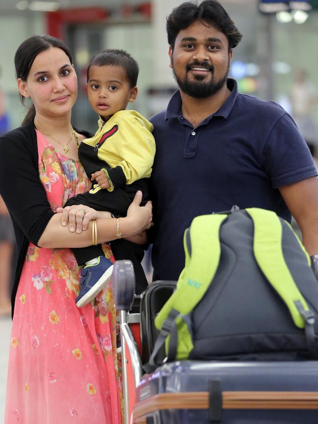 Mohammad Ibrahim with wife Shalina flew with Fiji Airways into Sydney on Tuesday night. Picture: Christian Gilles