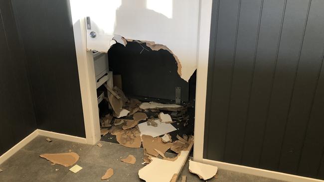 The damage done to the Abode apartments lobby.