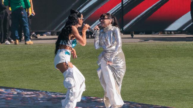 Katy Perry and Tina Arena perform at the MCG. Picture: NewsWire/Nadir Kinani