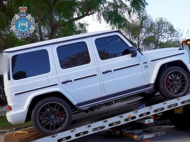 A Mercedes is seized at the address where Hamad was arrested. Picture: WA Police