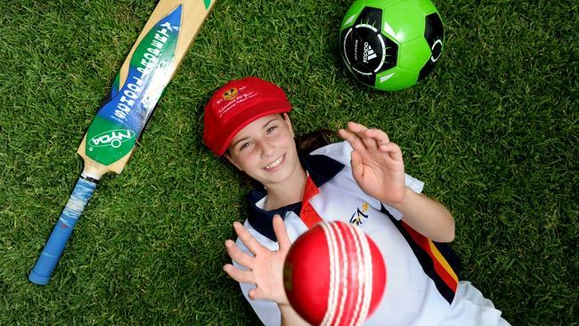 Pocket-rocket Georgia Iannella, 12, has made both the SAPSASA girls soccer and cricket teams. Picture: Tricia Watkinson