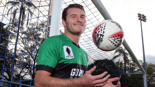 Brisbane Strikers goalkeeper Bon Scott ahead of his team's FFA Cup semi-final against Melbourne City next week on 27th September 2019 Brisbane. AAP Image/Richard Gosling