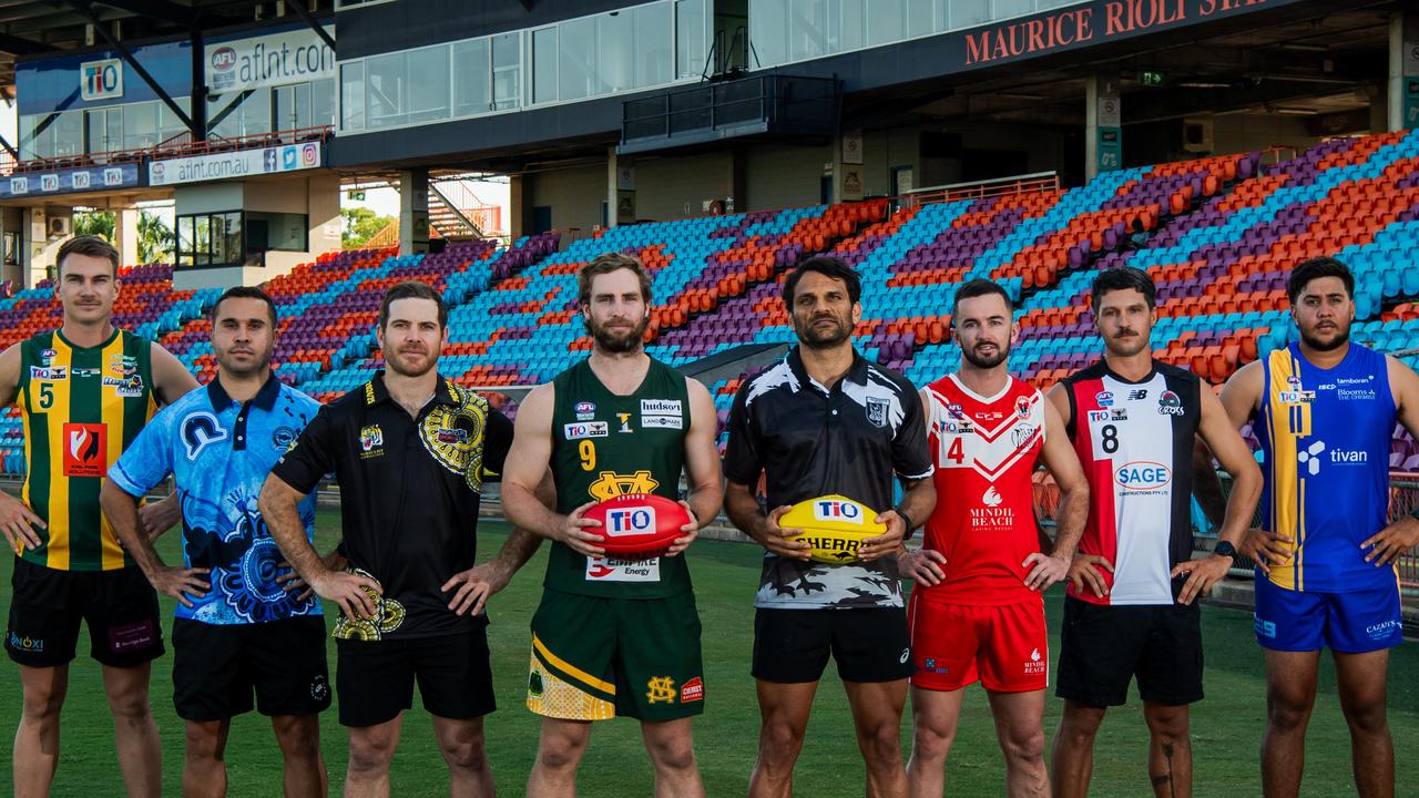 The men's captains ahead of the 2024-25 NTFL season. Picture: Pema Tamang Pakhrin