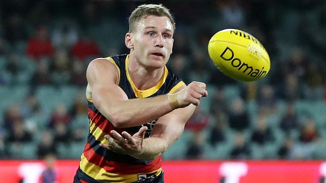 Adelaide is trying to turn Rory Laird into a midfielder. Picture: Sarah Reed