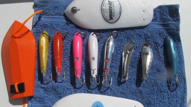 All you need for trolling in the bay including diving boards, spoons and jigs. Picture: Spero Kartanos