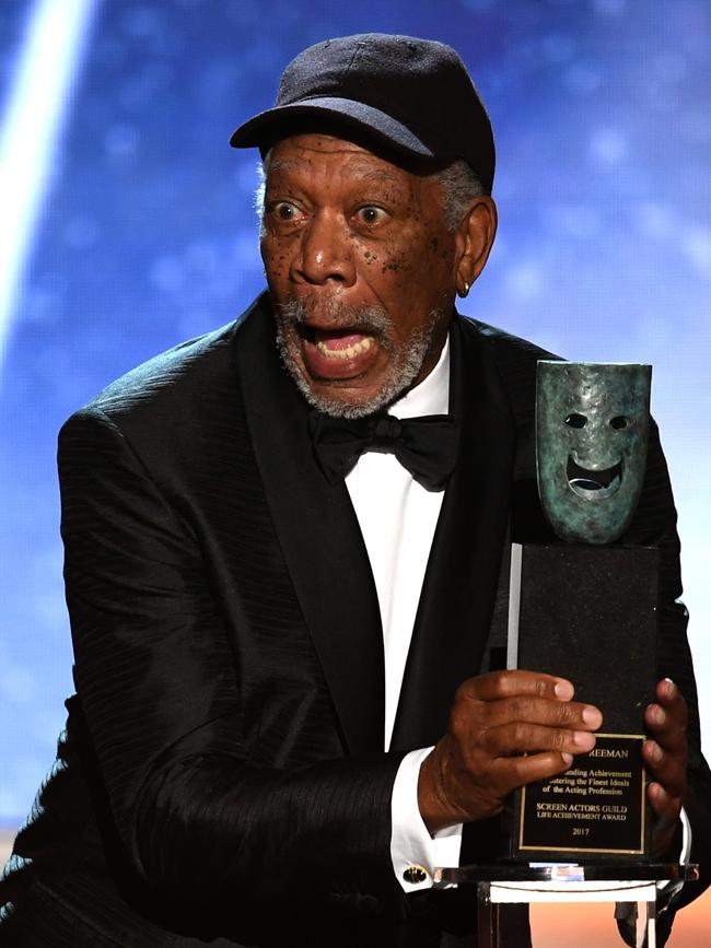 Morgan Freeman accepts the Life Achievement Award onstage during the 24th Annual Screen Actors Guild Awards at The Shrine Auditorium on January 21, 2018 in Los Angeles, California. Picture: Getty