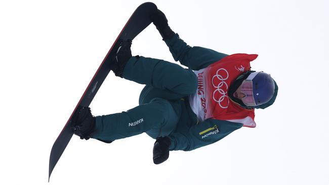 Scotty James performs a trick during the men's snowboard half-pipe qualification. Picture: Getty Images