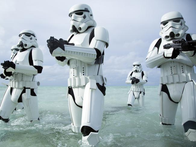 Stormtroopers in a scene from film “Rogue One: A Star Wars Story”. Picture: Lucasfilm Ltd.