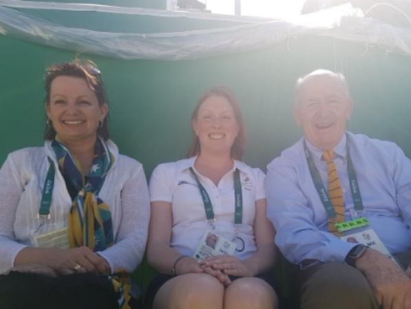 Sports Minister Sussan Ley, with British Sports Minister Tracey Crouch and Governor-General Peter Cosgrove.