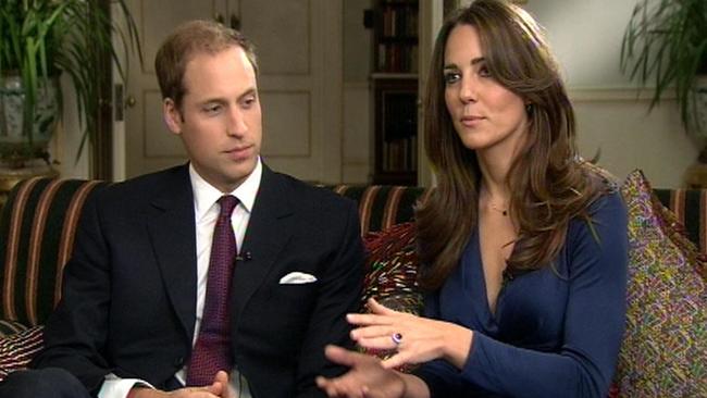 The Duke and Duchess of Cambridge during their 2010 engagement interview. Picture: AP Photo.