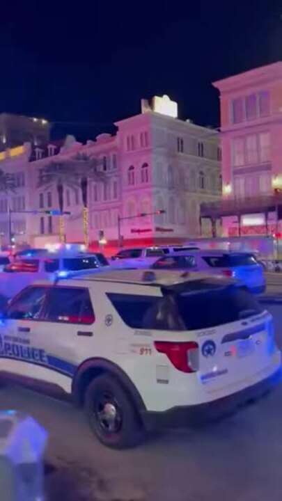 Police and Emergency Vehicles in New Orleans After Deady Car Ramming