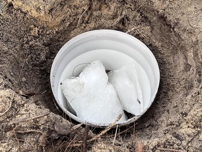 The man allegedly recovered the drugs from two buried barrels containing 15kg of meth. Picture: Supplied / WA Police