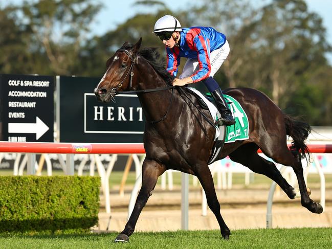 WYONG, AUSTRALIA - JANUARY 11: Billy Loughnane riding Yorkshire win Race 10 Royal Hotel Wyong during Sydney Racing: Wyong 150th Anniversary And The Lakes Race Day at Wyong Racecourse on January 11, 2025 in Wyong, Australia. (Photo by Jeremy Ng/Getty Images)