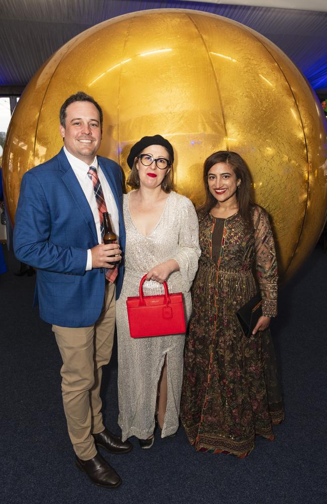 At the Emergency Services race day are (from left) Neil Miller, Kitty Hyland and Shama Morris at Clifford Park, Saturday, August 10, 2024. Picture: Kevin Farmer