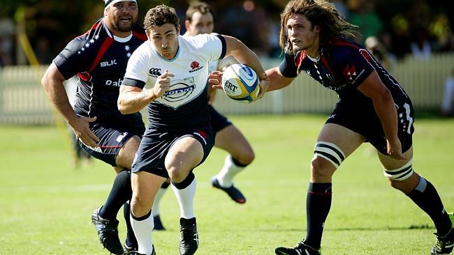 Brendan McKibbin on the charge for the Waratahs. Picture: Colleen Petch.