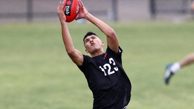 Sam Paea in action at the pre-draft training session. Picture: Michael Klein