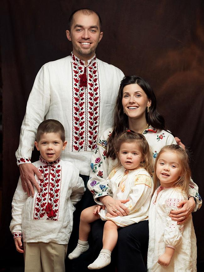 Yuliya Tychkivska and her family in Lviv.