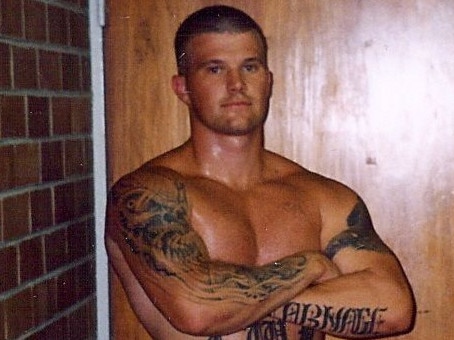 Christopher Wayne Hudson poses after a workout at Cessnock jail in the early 2000s.