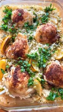 All-in-one chicken pilaf bake