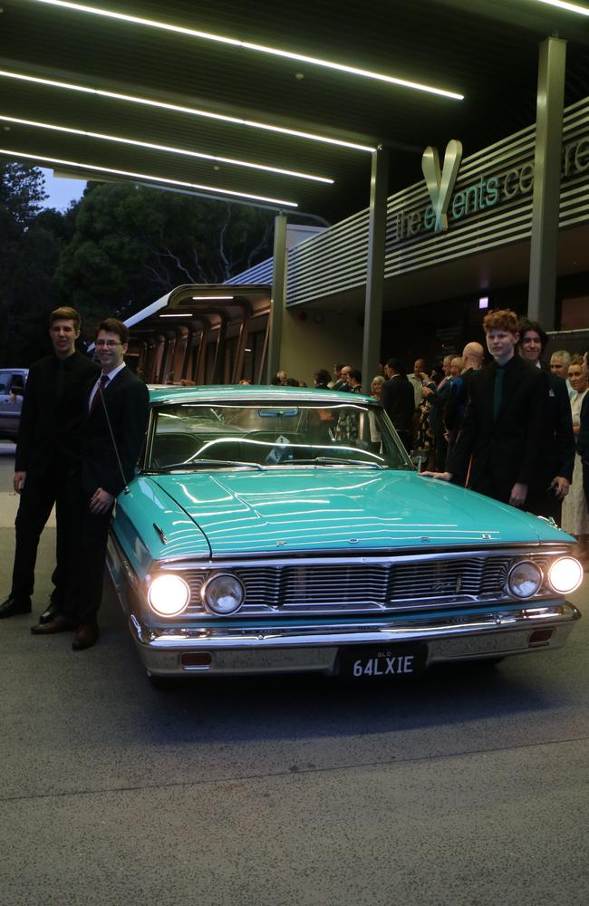 St John's College year 12 students arrive in style for their 2023 formal.