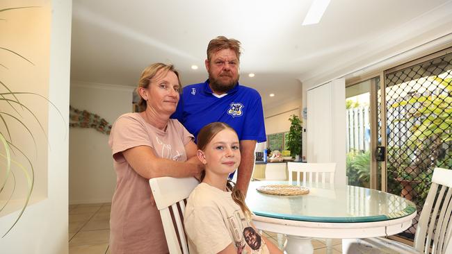 Lucie Simmons, Michael Meudell and Jiaya Meudell, 12, have finally secured short-term accommodation. Pics Adam Head