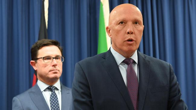 Opposition leader Peter Dutton and leader of the National party David Littleproud do smile sometimes, we promise.