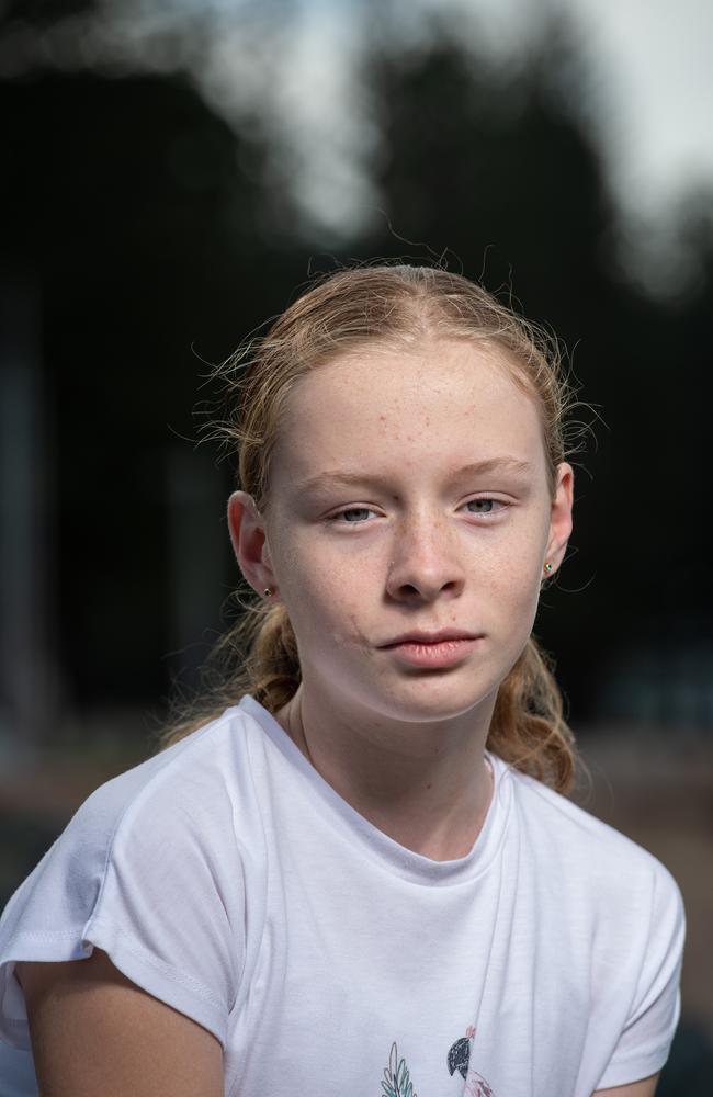 05-06-2021 Lizzie Wingrove, 12, at Redcliffe Jetty 4 years after she was attacked by a dog in her own street. Lizzie is still undergoing plastic surgery to minimise the scaring. PICTURE: Brad Fleet