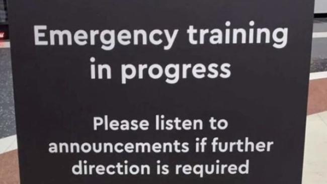 A sign about the training session at Westfield Southland.