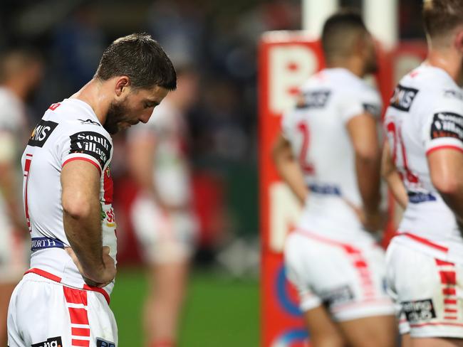 St George's Ben Hunt looks on after a Bulldogs try during the St George Dragons v Bulldogs NRL match at Jubilee Oval, Kogarah. Picture: Brett Costello