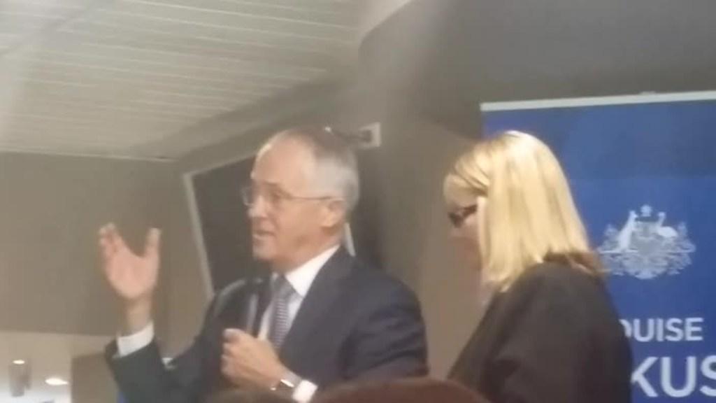 PM Malcolm Turnbull addresses anti-airport crowd