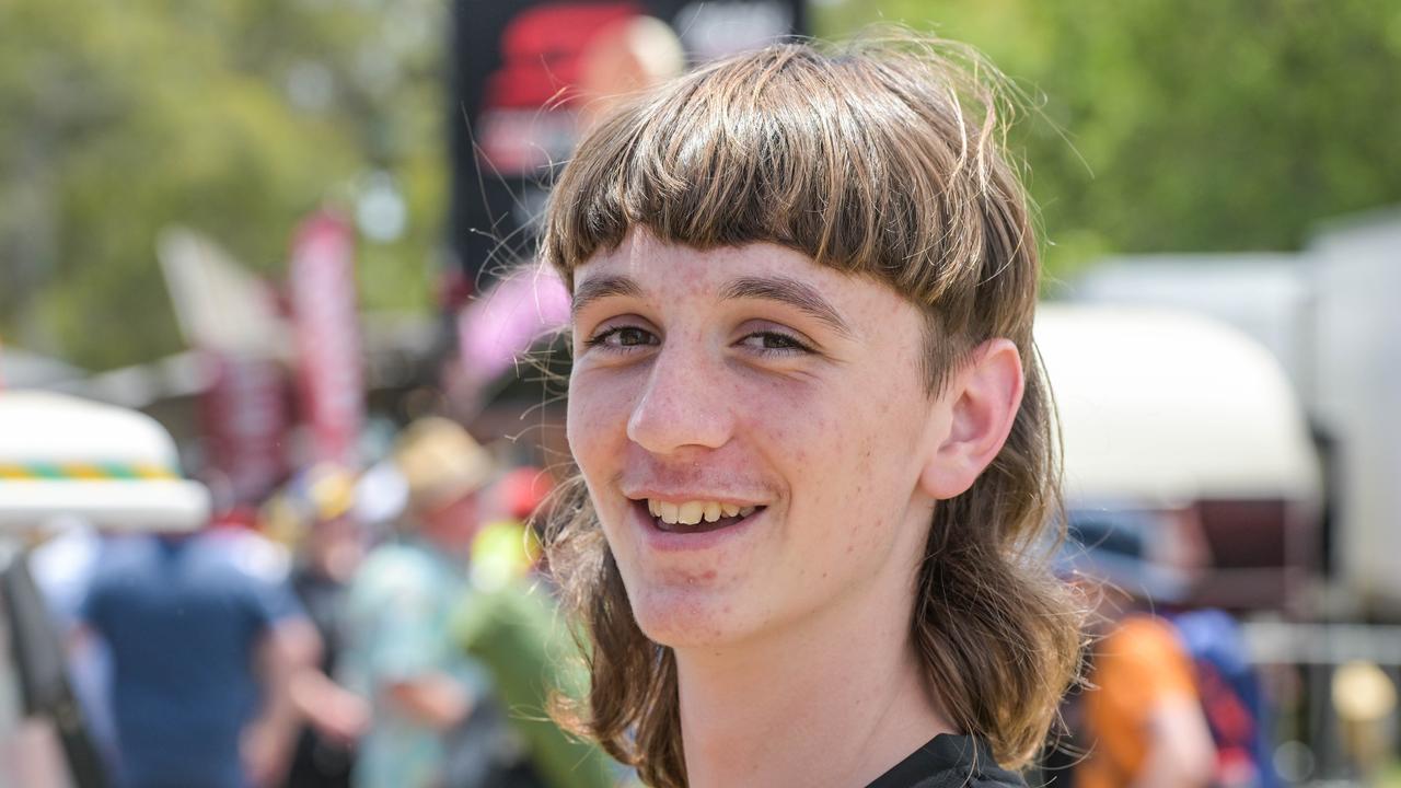 Jed Tilbrook vying for best mullet at the VALO Adelaide 500. Picture: Brenton Edwards