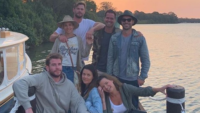 Chris Hemsworth and Liam Hemsworth at Sir Richard Branson's Noosa resort Makepeace Island.