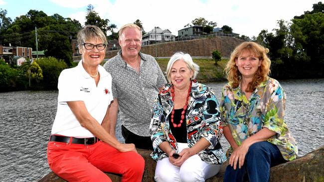 Ilze Jaunberzins, Pastor Rob Stuttle, Jenny Kidd and Tweed mayor Katie Milne are pushing for a commemorative event to remember the anniversary of the March 2017 floods.