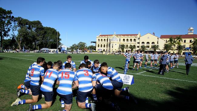 The injury happened during a match played at Nudgee College on Saturday. Pictured is a Nudgee team at the Boondall school’s grounds in July. Picture: AAP/David Clark