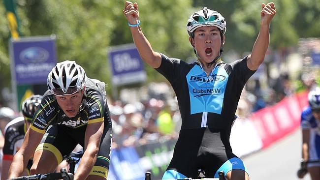 Caleb Ewan wins the under-23 men's road race. Picture: Cycling Australia