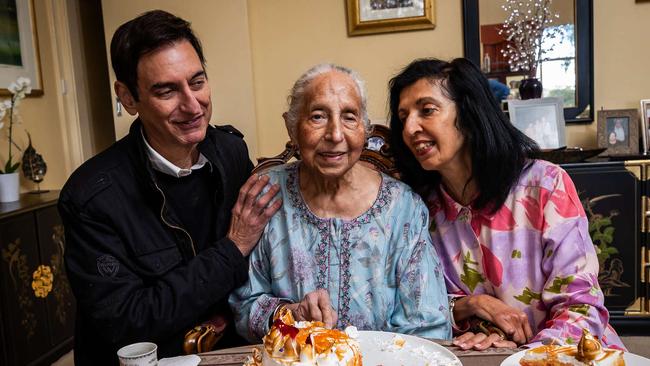 Jasmin restaurant owners Anant Singh and her children Amrik and Sheila at her home. Picture: Tom Huntley