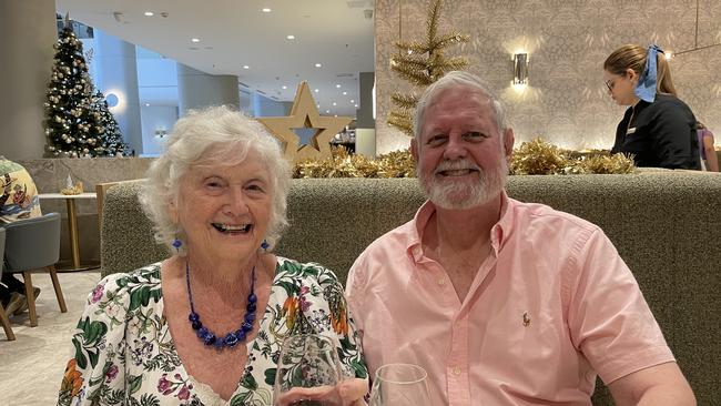 Pamela Hall Weir and Peter Weir enjoying Christmas Day at Hilton Darwin, 2022. Picture: Annabel Bowles